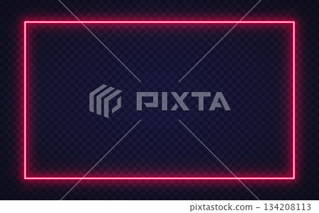 Red neon glowing frame on a dark background, great for cyberpunk visuals or bold graphic compositions. Red neon glowing frame on a dark background, great for cyberpunk visuals or bold graphic compositions. 134208113