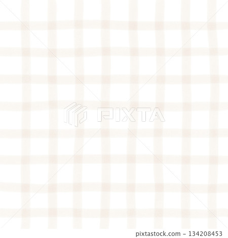 Brown Beige Plaid Gingham Check Hand Drawn Background Pattern Overlay 134208453