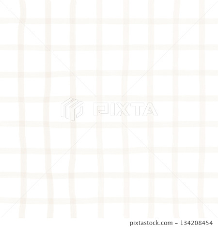 Brown Beige Plaid Gingham Check Hand Drawn Background Pattern Overlay 134208454