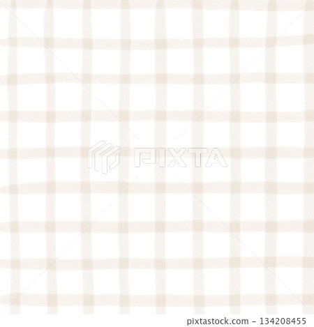 Brown Beige Plaid Gingham Check Hand Drawn Background Pattern Overlay 134208455