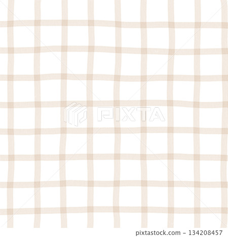 Brown Beige Plaid Gingham Check Hand Drawn Background Pattern Overlay Brown Beige Plaid Gingham Check Hand Drawn Background Pattern Overlay 134208457