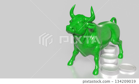Green Bull Market Growth Symbol 3d render. 134209019