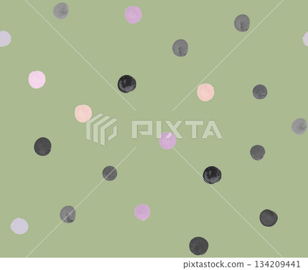 Seamless pattern with irregular polka dots painted with gouache for textiles Seamless pattern with irregular polka dots painted with gouache for textiles 134209441