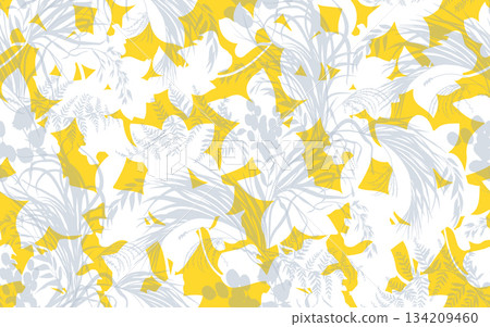 PrintSeamless botanical pattern with flower silhouettes in vector for textiles for women 134209460