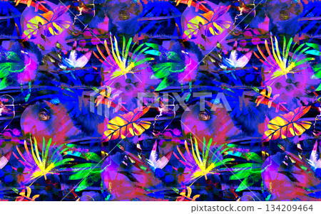 Abstract dark botanical tropical seamless pattern 134209464