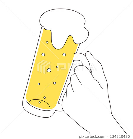 啤酒和手部插畫素材 啤酒和手部插畫素材 134210420