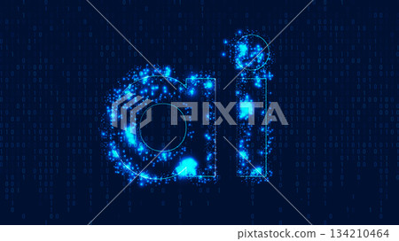 AI Intelligence with neural networks data flows symbolizing machine learning and automation. For tech ads websites and marketing campaigns. Vector illustration... 134210464