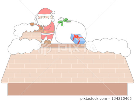 Santa trying to get in through the chimney Santa trying to get in through the chimney 134210465