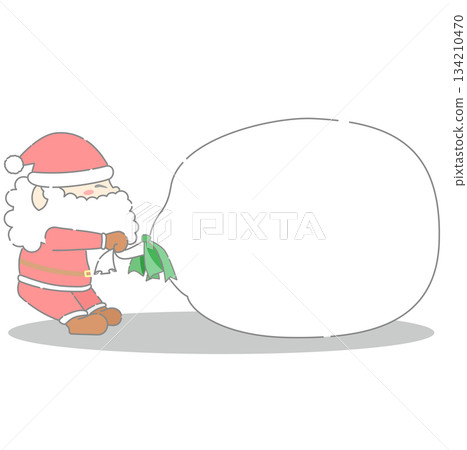 聖誕老公公拖著一袋禮物 134210470