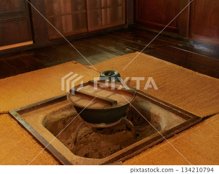 A view of the kitchen inside a Gassho-style house in Shirakawa-go, a World Heritage Site A view of the kitchen inside a Gassho-style house in Shirakawa-go, a World Heritage Site 134210794