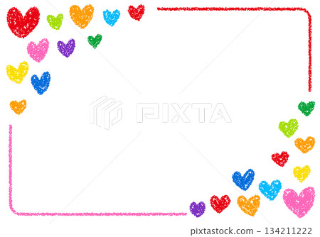 Hand-drawn crayon background heart frame card Hand-drawn crayon background heart frame card 134211222