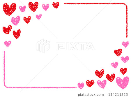 Hand-drawn crayon background heart frame card Hand-drawn crayon background heart frame card 134211223