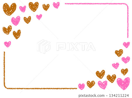 Hand-drawn crayon background heart frame card Hand-drawn crayon background heart frame card 134211224