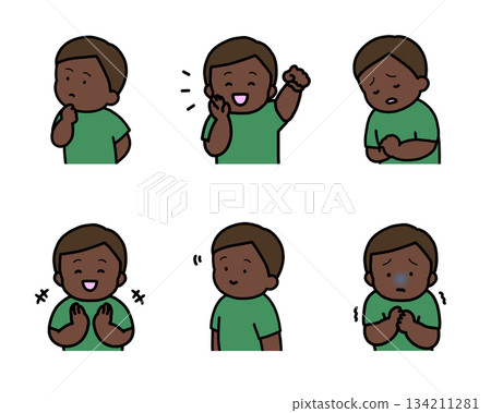 Children's Emotional Expressions Illustration Set vol.2 (6 Types, Upper Body) 134211281