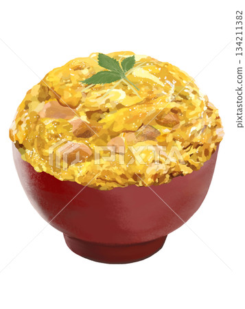 Oyakodon (extra large) in a red bowl 134211382