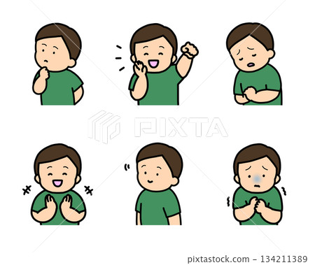 Children's Emotional Expressions Illustration Set vol.2 (6 Types, Upper Body) 134211389