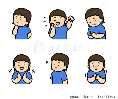 兒童情緒表達插畫集第2冊(6種類型,上半身) 兒童情緒表達插畫集第2冊(6種類型,上半身) 134211394