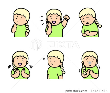 Children's Emotional Expressions Illustration Set vol.2 (6 Types, Upper Body) Children's Emotional Expressions Illustration Set vol.2 (6 Types, Upper Body) 134211418