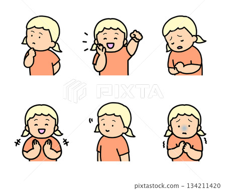 Children's Emotional Expressions Illustration Set vol.2 (6 Types, Upper Body) Children's Emotional Expressions Illustration Set vol.2 (6 Types, Upper Body) 134211420