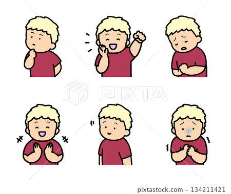 兒童情緒表達插畫集第2冊（6種類型，上半身） 134211421