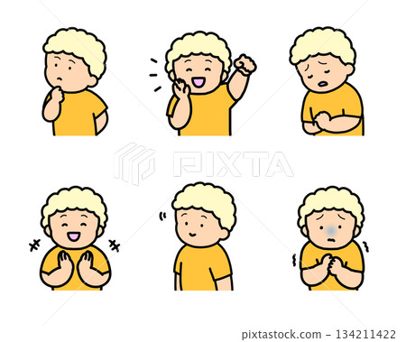 兒童情緒表達插畫集第2冊（6種類型，上半身） 134211422