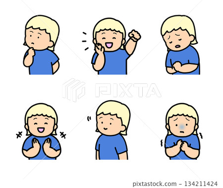 兒童情緒表達插畫集第2冊（6種類型，上半身） 134211424