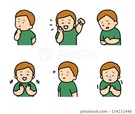 兒童情緒表達插畫集第2冊（6種類型，上半身） 134211446