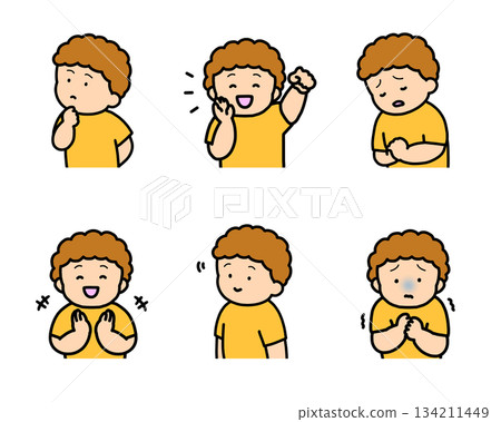 兒童情緒表達插畫集第2冊(6種類型,上半身) 兒童情緒表達插畫集第2冊(6種類型,上半身) 134211449