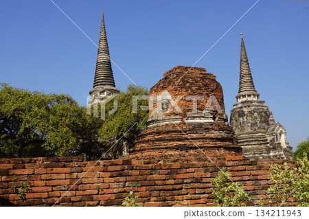 Scenery of Wat Phra Si Sanphet in Ayutthaya Historical Park, Ayutthaya, Thailand 134211943