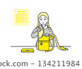 Illustration of a girl preparing for school tomorrow 134211984