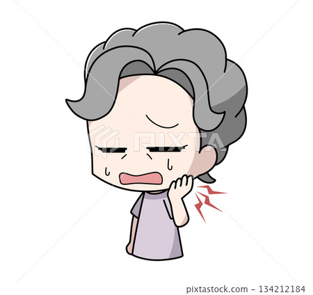 圖：一位下巴疼痛的老婦人 134212184