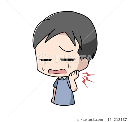 圖解:一名下巴疼痛的男子 圖解:一名下巴疼痛的男子 134212187