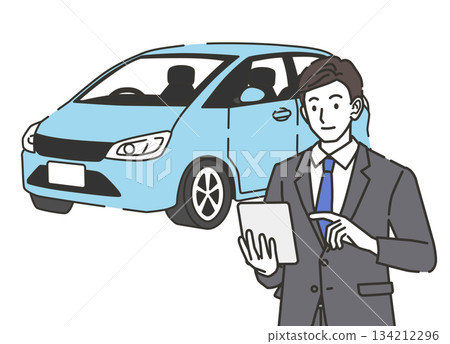 商人正在檢查他的車況 商人正在檢查他的車況 134212296