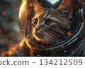 Cat in an astronaut's spacesuit. Generative AI 134212509