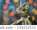 Chameleon in a cap. Generative AI 134212511