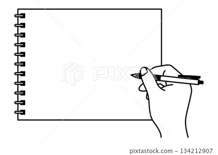 橫版筆記本和手持筆 134212907
