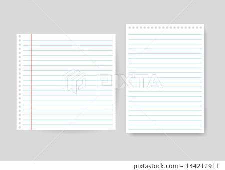 Blank notebook paper sheet with lines vector illustration Blank notebook paper sheet with lines vector illustration 134212911