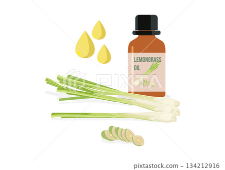 Lemongrass essential oil vector stock illustration 134212916