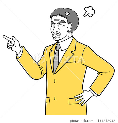 Angry middle-aged man in a suit pointing (simple, upper body) Angry middle-aged man in a suit pointing (simple, upper body) 134212932