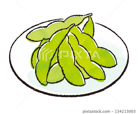 Hand-drawn edamame illustration (appetizer, Japanese food) 134213003