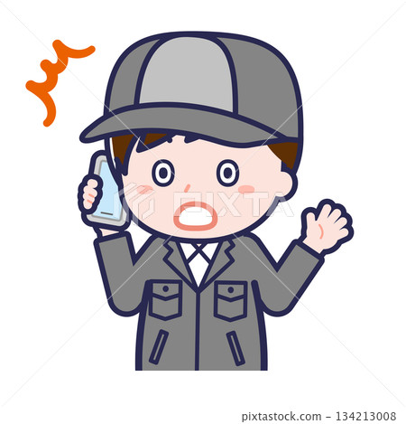 A male "factory worker" using a smartphone A male "factory worker" using a smartphone 134213008
