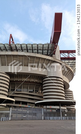 Milan, Italy - August 10 2022: Giuseppe Meazza Stadium Milano Milan, Italy - August 10 2022: Giuseppe Meazza Stadium Milano 134213033