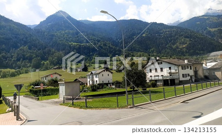 Chur, Switzerland - August 11 2022: View From Bernina Express from Tirano Italy 134213155