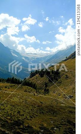 Chur, Switzerland - August 11 2022: View From Bernina Express from Tirano Italy Chur, Switzerland - August 11 2022: View From Bernina Express from Tirano Italy 134213168