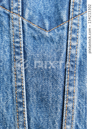 seam of blue denim texture background, jean fashion style 134213302