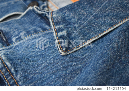 collar of blue denim shirt texture, jean fashion style collar of blue denim shirt texture, jean fashion style 134213304
