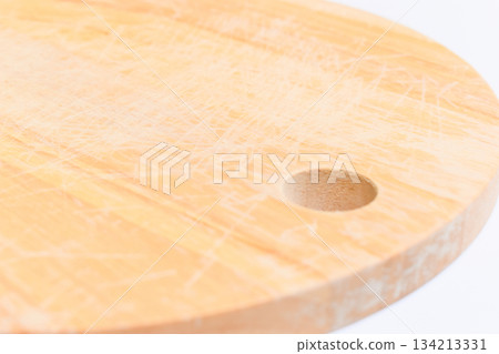 brown wooden sphere cuttingboard isolated on white background brown wooden sphere cuttingboard isolated on white background 134213331