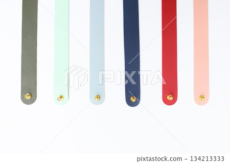 pastel colorful leather strap isolated on white background 134213333