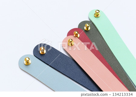 pastel colorful leather strap isolated on white background 134213334