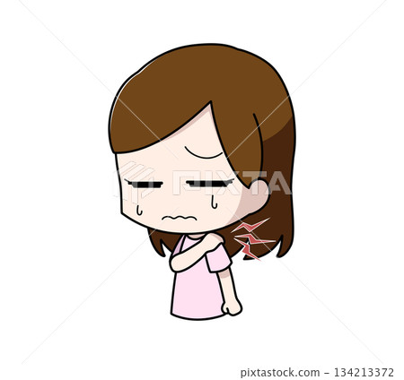 Illustration of a woman with stiff shoulders 134213372